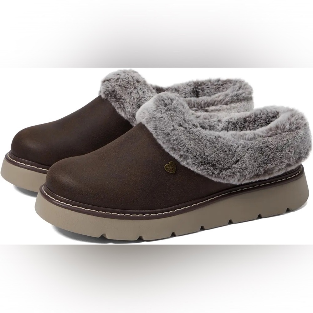 NWOT Bobs For Skechers Chocolate Faux Fur Slippers